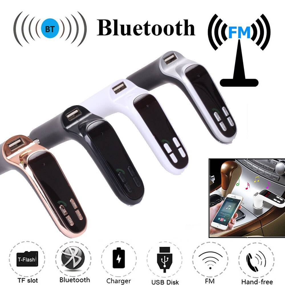 G7 bil mp3 spelare aux fm-sändare bluetooth handsfree lcd-spelare radioadaptersats laddare 87.5-108 mhz #4