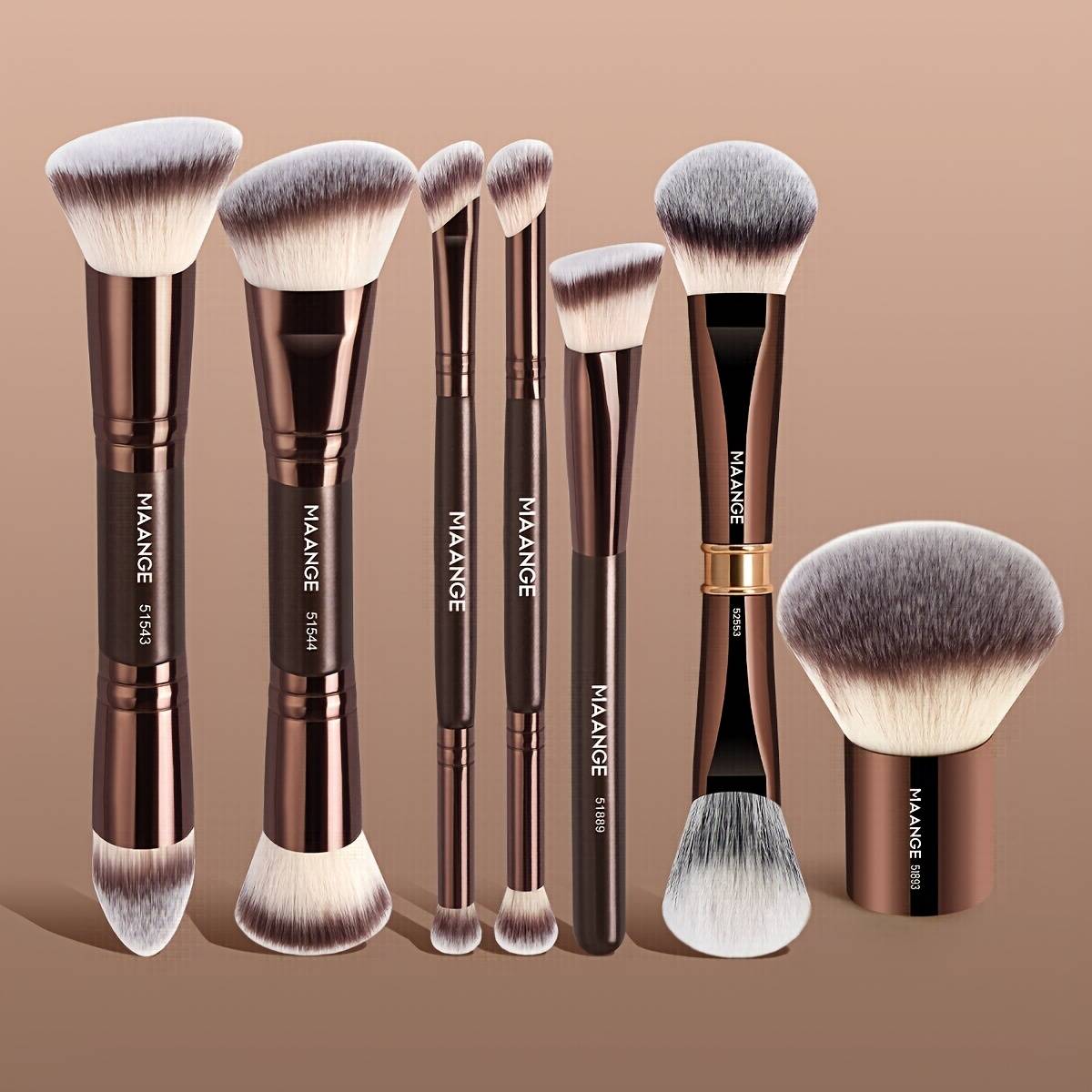 Maange 7pcs Professional Makeup Set, Foundation Brush, Blush Brush, Eye Shadow Brush, Blending Brush, Tool Soft To Face, Carrying Set, Basic Makeup Tool, Women Girls Gift Set