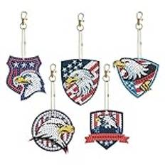 AMZLORD dubbelsidig diamantmålning Keychains Sailboat 5/6st Rhinestone Pendant Ornament Santa Art Keychains Pendant Ethnic Owl Art Ornament för nybörjare Födelsedagsuppformning Hem Par (GJ072)
