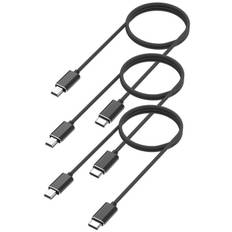 Lot 3 cables pour Canon EOS Digital Rebel/Digital Rebel Xti/M/M10/M100/M3/M6 Mark II - Cable MINI USB/USB-C Noir 1 Mètre Phonillico®