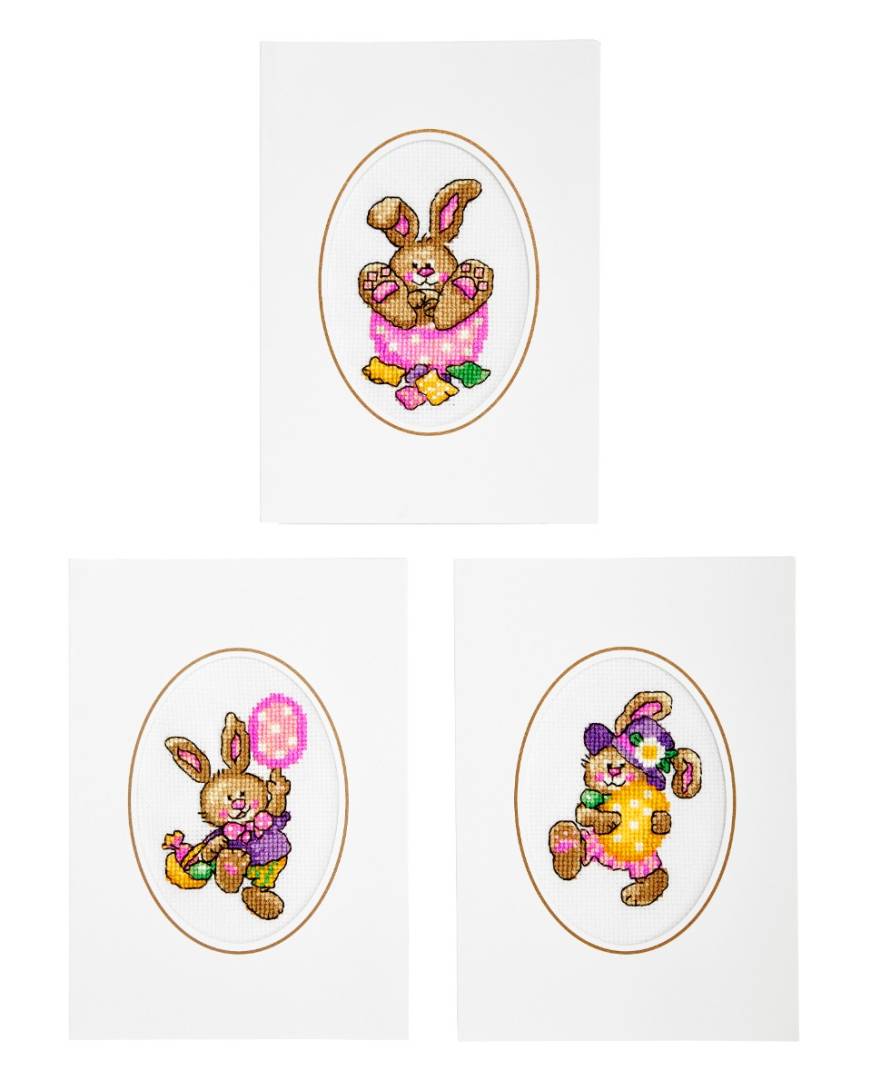 Söta påskharar - 3 pack kort