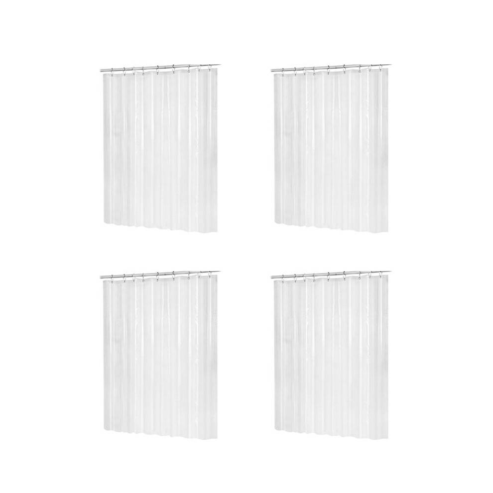 4set 180cmx180cm Plastic Peva Waterproof Shower Curtain Transparent White Clear Bathroom Curtain Bath Curtain with Hooks