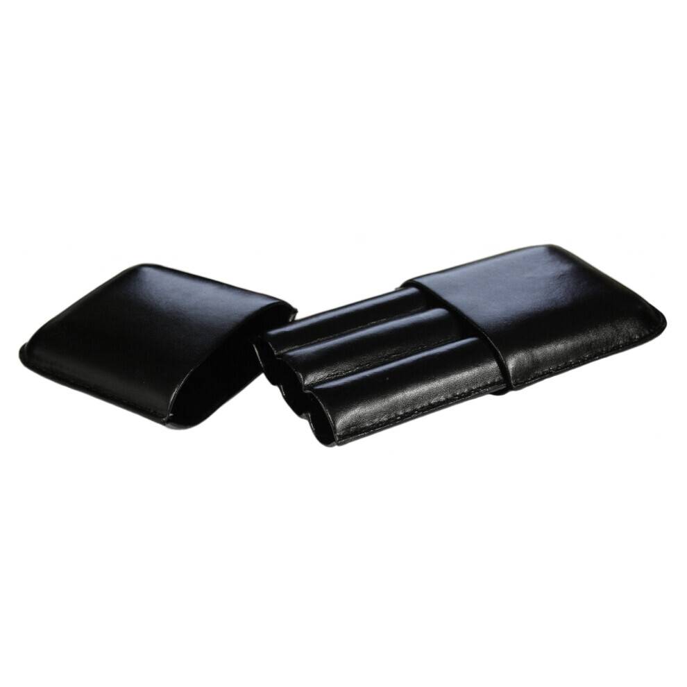 Kvalitets sort læder triple cigaretui