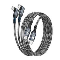 GIANAC USB C-kabel till USB C 1 m/set med 2, 90 graders USB C-kabel, 60 W PD snabbladdning, US-kabel typ C till MacBook Pro iPad Air 4 Galaxy S23 S22 S21 S20 Huawei P30 Google Pixel Xiaomi Sony