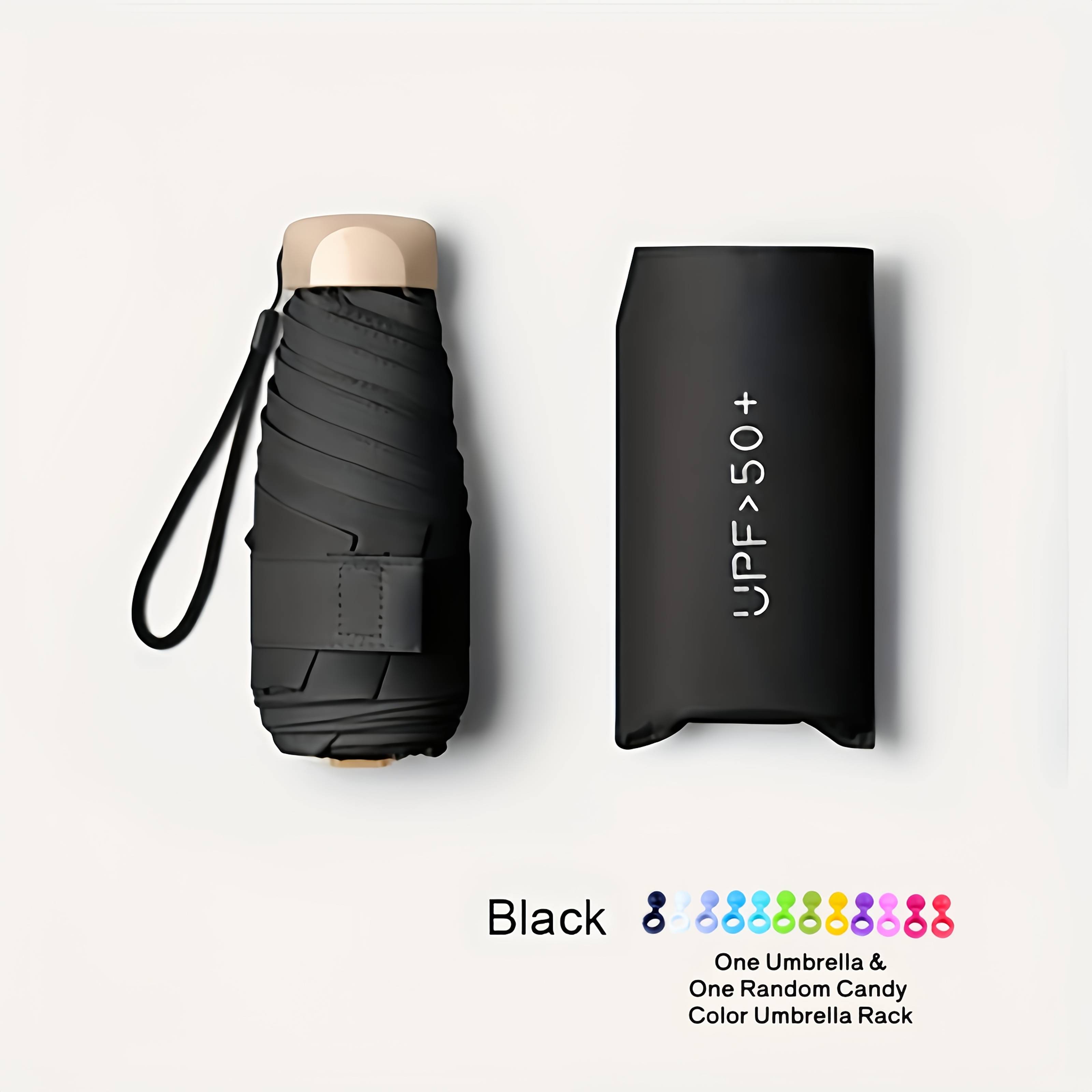 Folding Travel Umbrella With 6 Ribs, Portable Sunshade Golf Umbrella, Including 1 Umbrella Rack, Ideal For Travel And