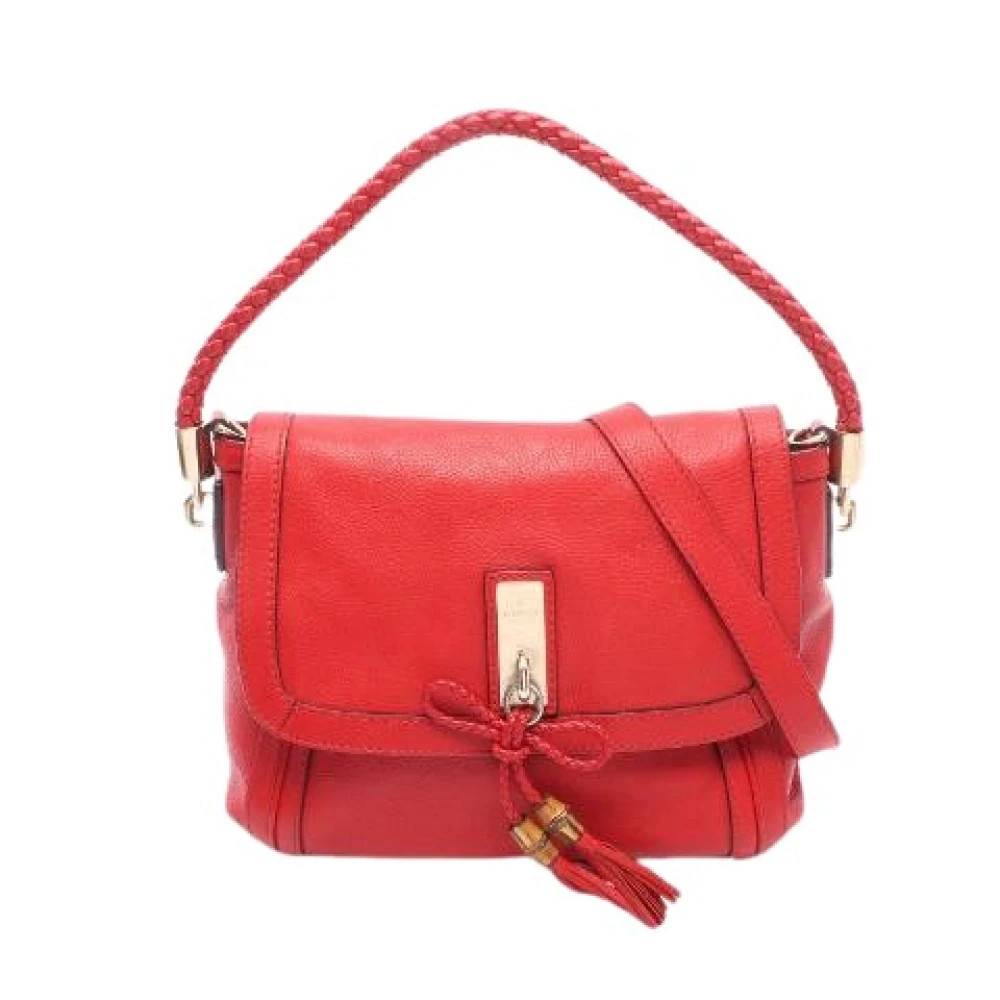 Gucci Vintage Pre-owned Bella Læder 2way Skuldertaske - Vintage - Dame - Rød - ONE SIZE - Uld