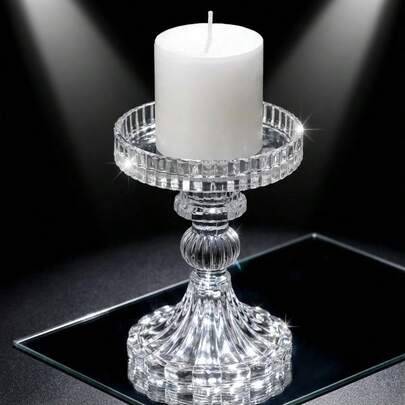 Elegant transparent ljusstake i glas med diamantmönster, minimalistisk kristallglasljusstake, lämplig för bröllop, bordsdekoration, matbordsdekoration - Multifärgad (Multi-size)