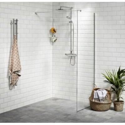 Vetro brusevæg, 100 cm, 6 mm klart hærdet glas, EasyClean