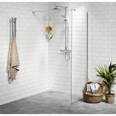 Vetro brusevæg, 100 cm, 6 mm klart hærdet glas, EasyClean