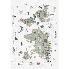 Børnetæppe - Kids World Map (grøn)