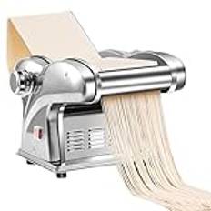 Elektrisk Pastamaskin, Nudlarmaskin, Pastamaskin I Rostfritt Stål Med 2 Blad På 1,5 Mm Runda, 4 Mm Platt, 8 Justerbara Tjockleksinställningar For Nudlar/knödel/spaghetti/ravioli