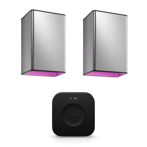 Philips Hue Resonate udendørs væglamper med Bridge Pro, aluminium, 2-pak
