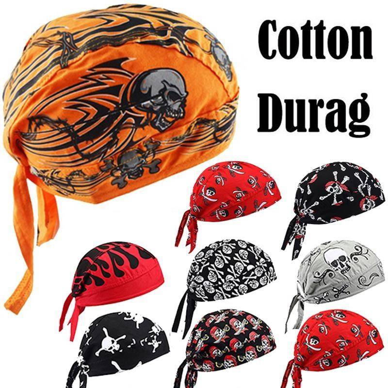 Bomullsskalle Durag Polykrom huvudduk Bandanahatt Hiphopkeps Pirate Turban Field Cykelkepsar