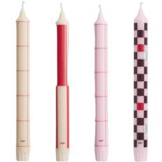 Hay Pattern Candlereds and Bordeaux, Set of 4 - NO_SIZE Stearinljus Från Magasin - Reds And Bordeaux (NO_SIZE)
