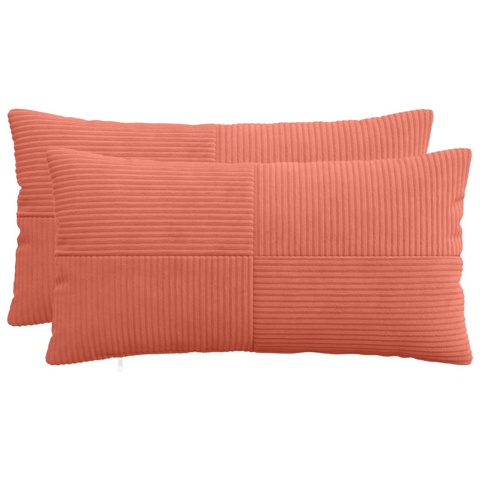 vidaXL Pudebetræk 2 pcs ALMELO Rød orange 40 x 80 cm cordfløjl