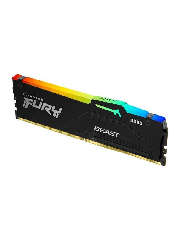 Kingston FURY Beast RGB DDR5-6000 - 32GB - CL30 - Single Channel (1 pcs) - AMD EXPO & Intel XMP - Sort med RGB