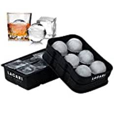 LACARI Silikon Iskuberform för stora iskuber | 6x runda och 6x fyrkantiga iskuber | 45mm och 48mm stora | Iskuberbricka för drycker som whisky och cocktails | Ice Cube Tray BPA fri