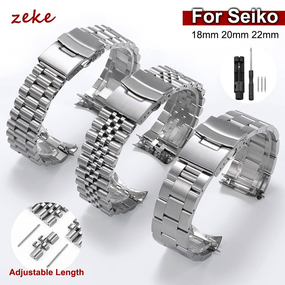 Solid Stainless Steel Watch Strap for Seiko 5 SKX007/009 for Jubilee for Oyster 18mm 20mm 22mm Men's Sport Curved End Watch Band