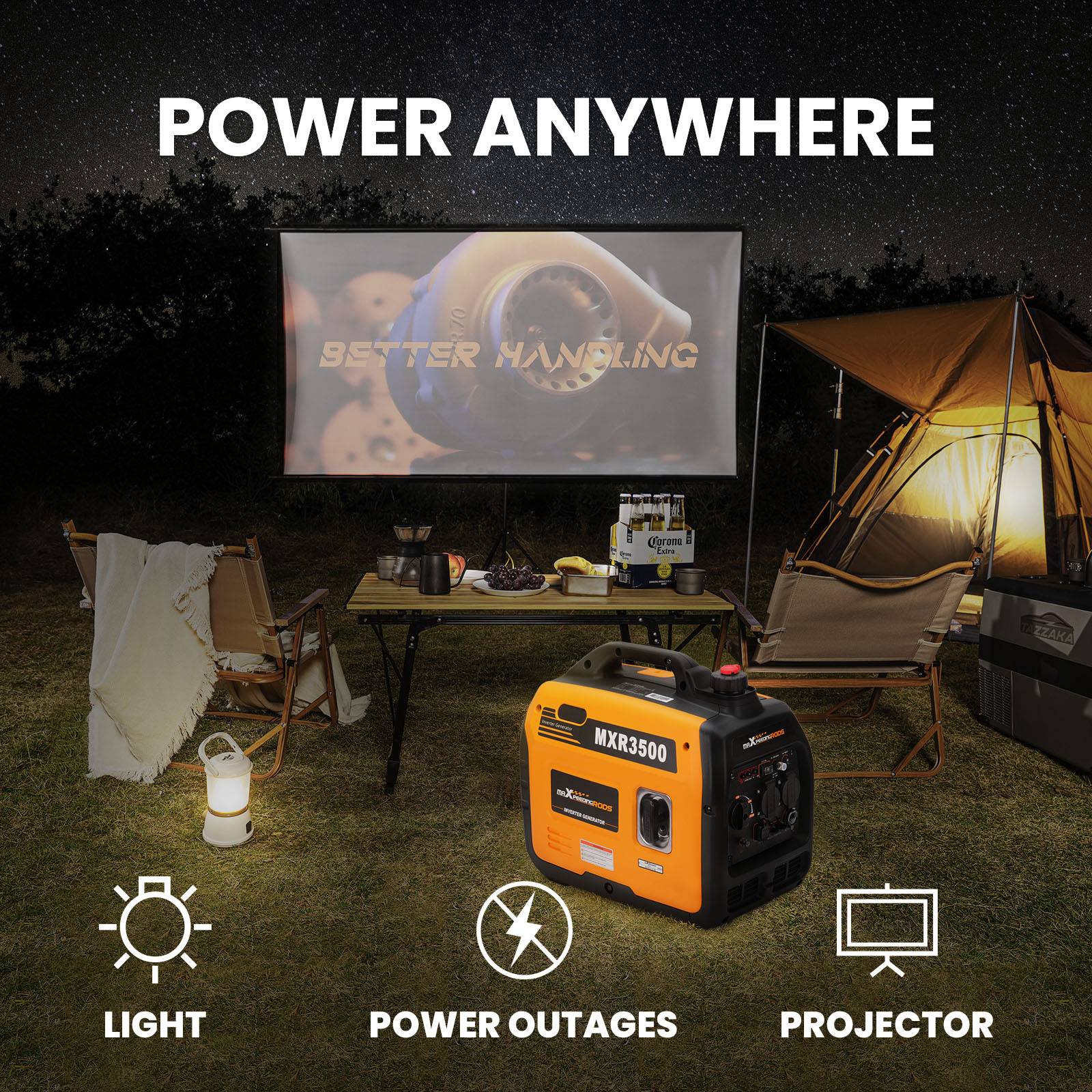 Compact Powerful Portable 3500 Watt Inverter Generator Lightweight Super Quiet for RV