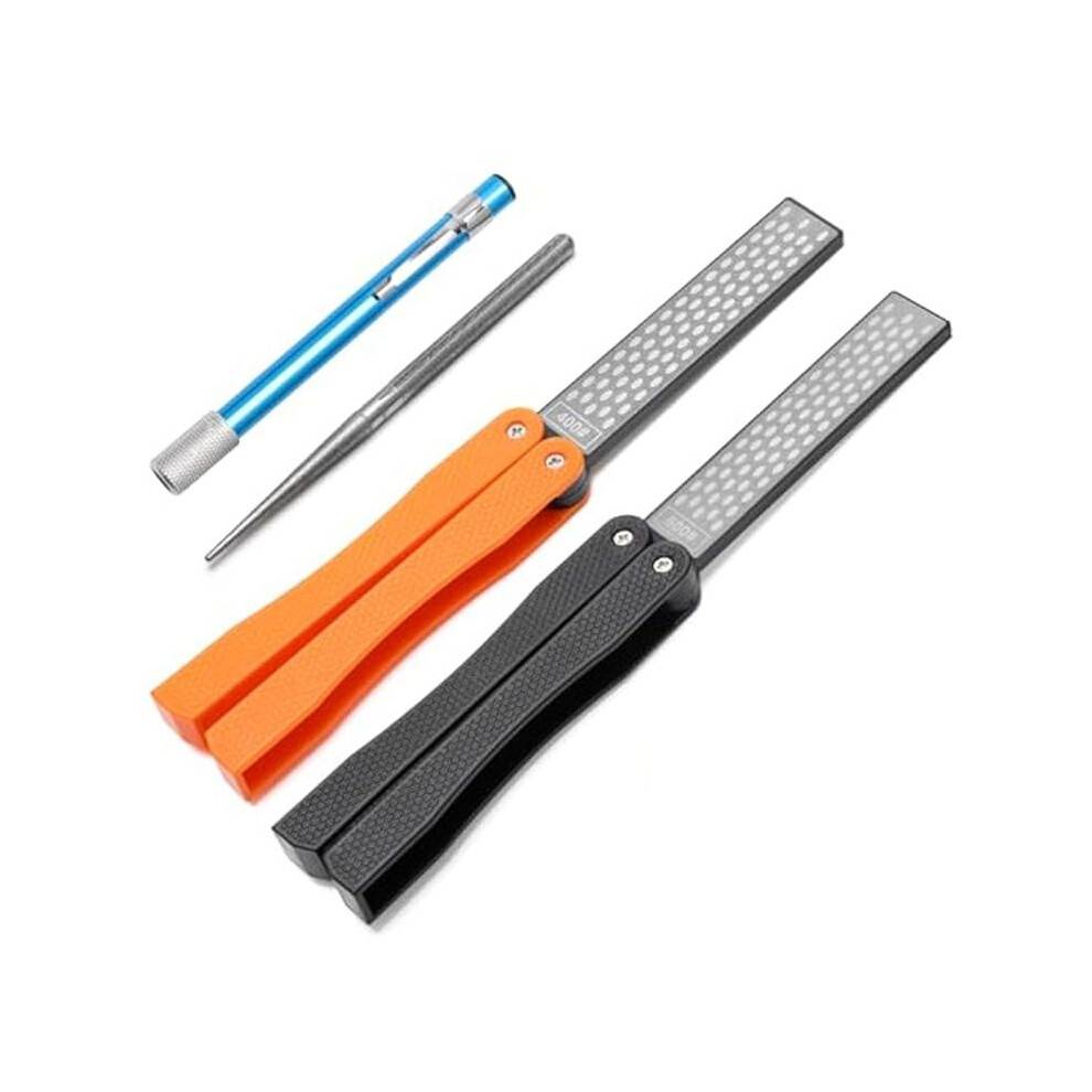 2 Double-Sided Diamond Knife Sharpener/1 Retractable Diamond Sharpening Rod,Blade Sharpener Stone Pocket Knife Sharpener