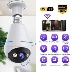 2.4G 1080P WIFI-lampkamera, HD Mini 360° PTZ Panorama Smart Home IP-kamera, E27 Inomhus Utomhus, 2.4G Domeövervakning, Babyvakt, Tvåvägsljud, Rörelsed - Vitt (En-Storlek,1080P kamera + 32G SD-kort,1080P kamera+64G SD-kort)