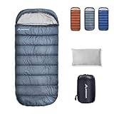 BISINNA XXL sovsäck för stora vuxna, 3–4 säsonger sovsäck vinter utomhus varm filt sovsäck, plus size bred camping sovsäck (grå, 1,5 kg vänster dragkedja)