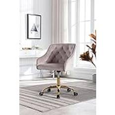 HAINEW Homeoffice stol snurrstol skrivbordsstol 360° snurrstol i sammet sminkstol skrivbordsstol i tyg vacker chic stol kontorsstol höjd justerbar receptionsstol (grå)
