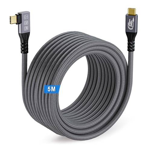 MOPOCHG USB C 90 Grad auf USB C Kabel 5M, USB 3.2 Gen 2X2 Typ C Ladekabel Datenkabel 20 Gbps, 240W Schnellladekabel USB C, Unterstützt 4K HD Display für iPhone 17/16/15 Serie, Laptop, Mobiltelefon
