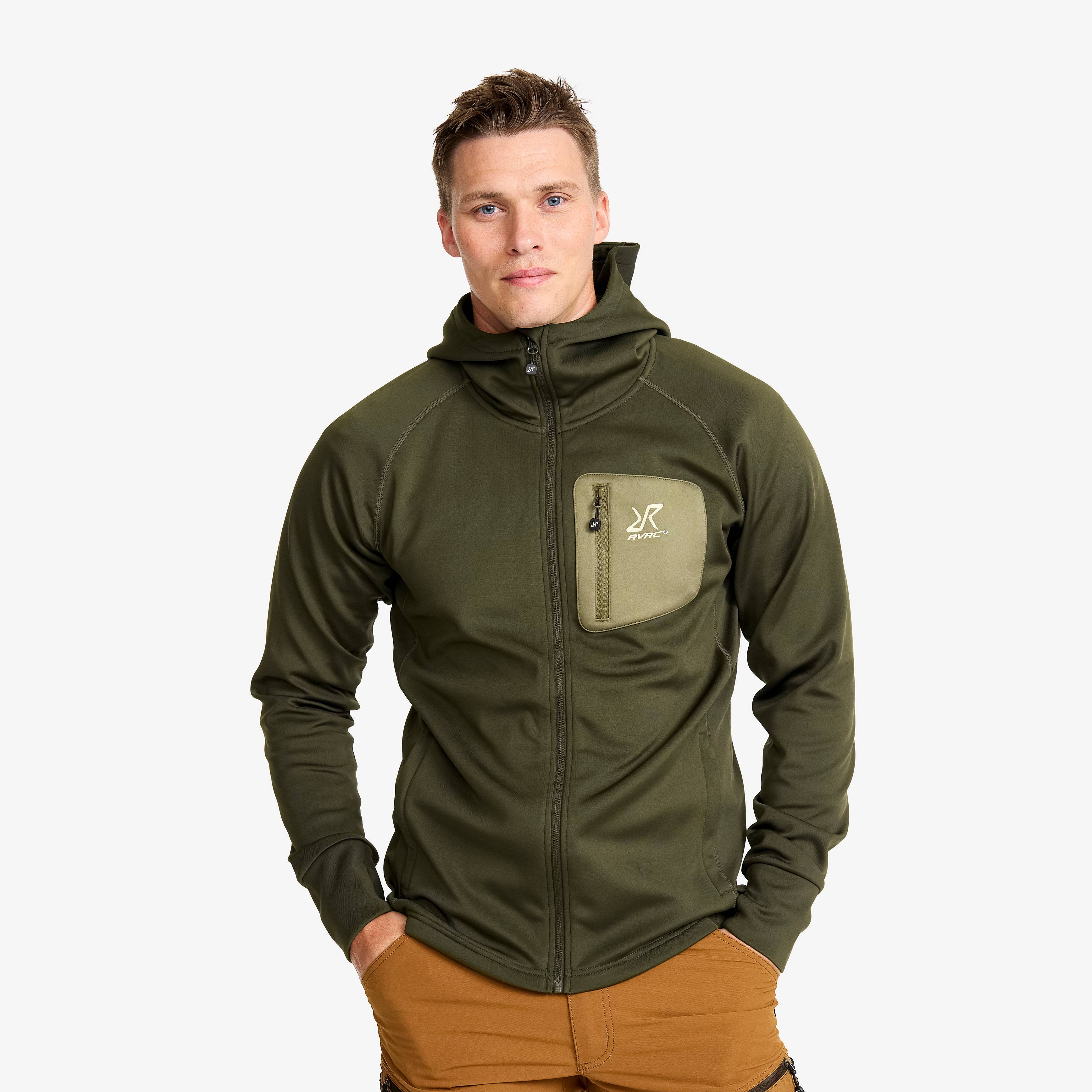 Evolution Stretch Fleece Hoodie Herre Forest Night, Størrelse:L - Herre > Overdele > Fleece & Midlayers