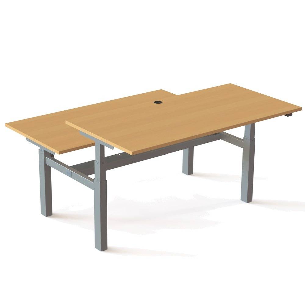 ConSet 501-88 Dobbelt hæve-/sænkebord, 160x80 cm, bøg med sølv stel.