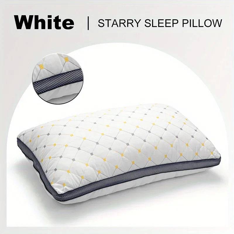 Cotton Pillow Core Three-dimensional Neck Pillow For Sleeping - White and blue23 / 48*74
