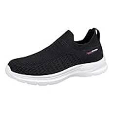 Sommarskor dam promenadskor, slip-on sportskor dam, fritidsskor slip-on skor dam sneakers utomhus löparskor dam sneakers avslappnade platta skor dam promenadskor, Schwarz2, 39 EU