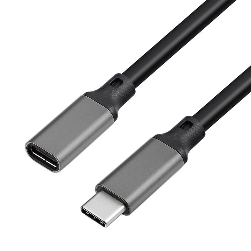1m 2m 10 gbps gen 2 typ-c usb 3.1 hane till usb-c hona förlängningsdata 100w laddningskabel förlängningssladd för macbook/switch/telefon - Grå / 2m