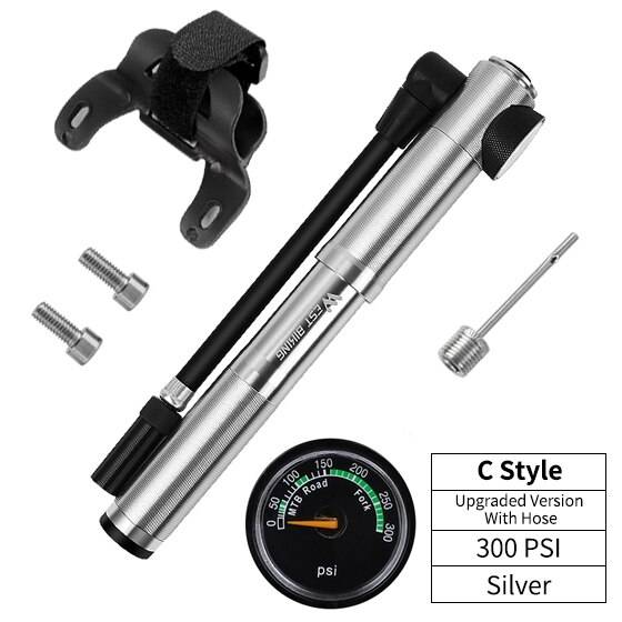 West biking bärbar cykelpump mätare högtryckshandpump inflador bicicleta cykeltillbehör schrader & presta cykelpump - C stil silver-