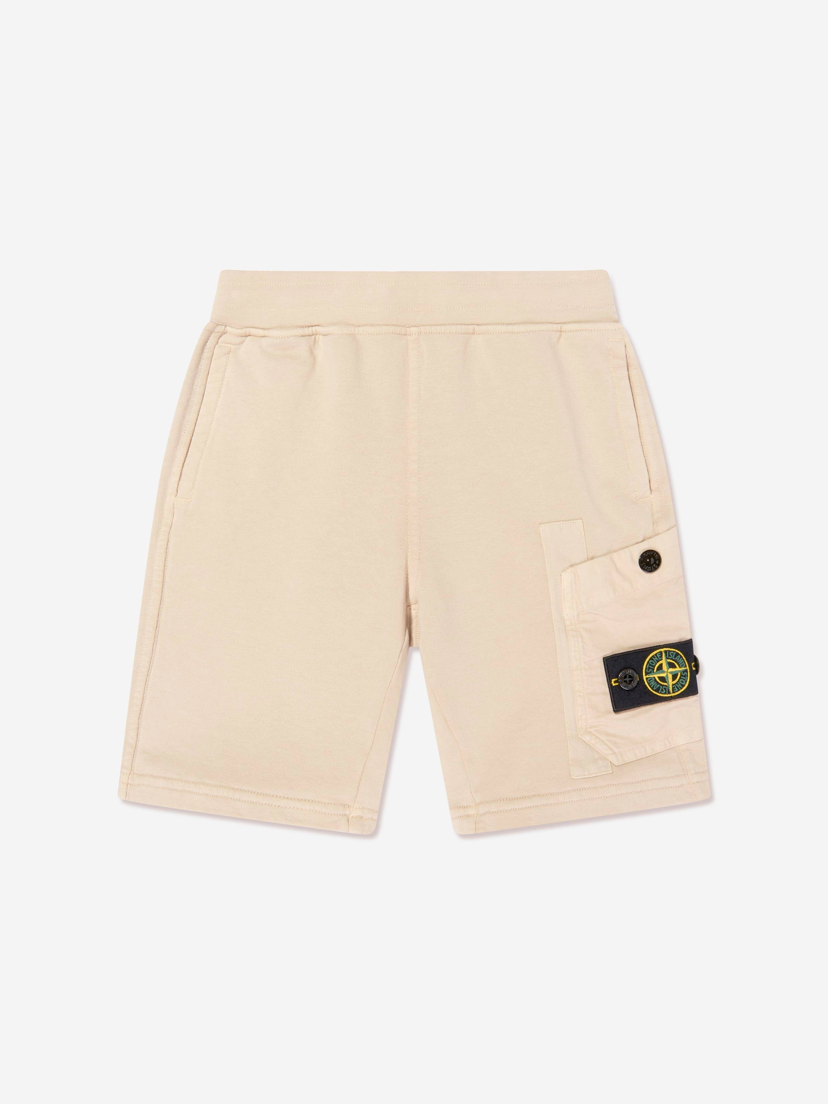 Stone Island Boys Logo Pocket Shorts in Beige - Beige / 6 Yrs (6 Yrs)