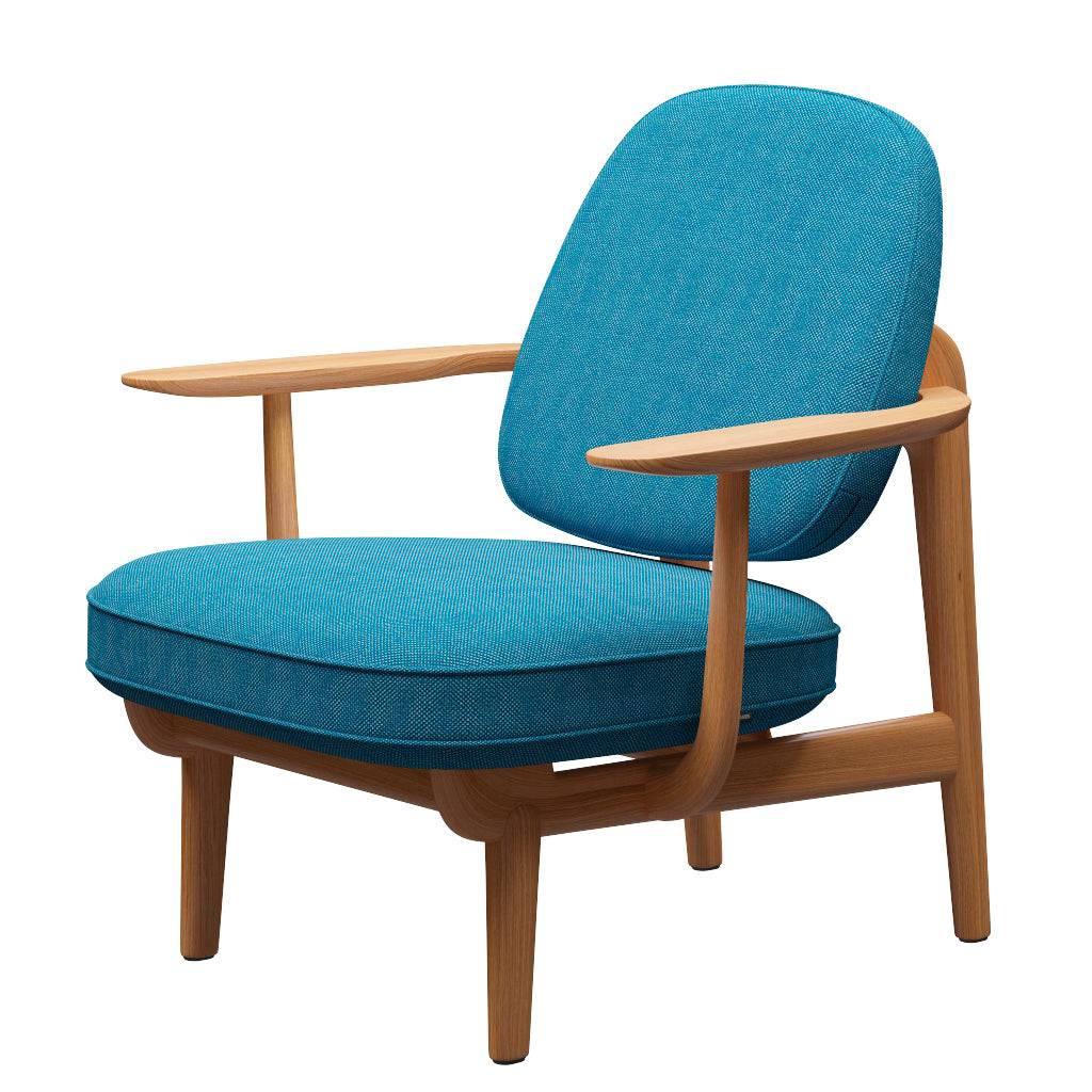 Fred Lænestol, lakeret eg fra Fritz Hansen Hallingdal - 840 White/Turquise - Jacobsen Plus