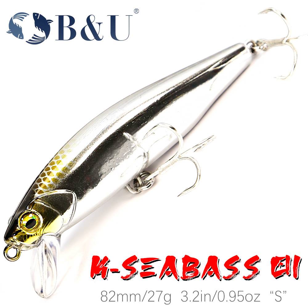B&U 82mm 27g Minnow Sinking Fishing Lure Saltwater Sea FishingSmall Hard Bait  Artificial Mini Swimbait Leurre Pescar