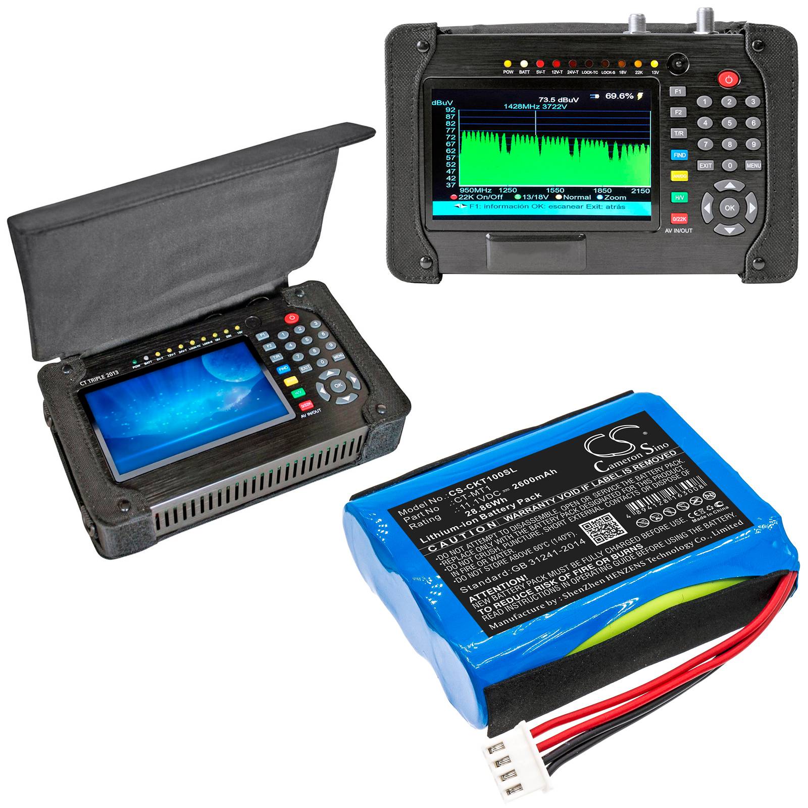 Batteri for Tecatel M-T1 Combo; Clarke-Tech CT Triple CT-MT1 11.1 V 2600 mAh Li-ion