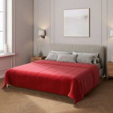 Sengetæppe quiltet<br/>i 25cm striber i velour, Rød, Christmas