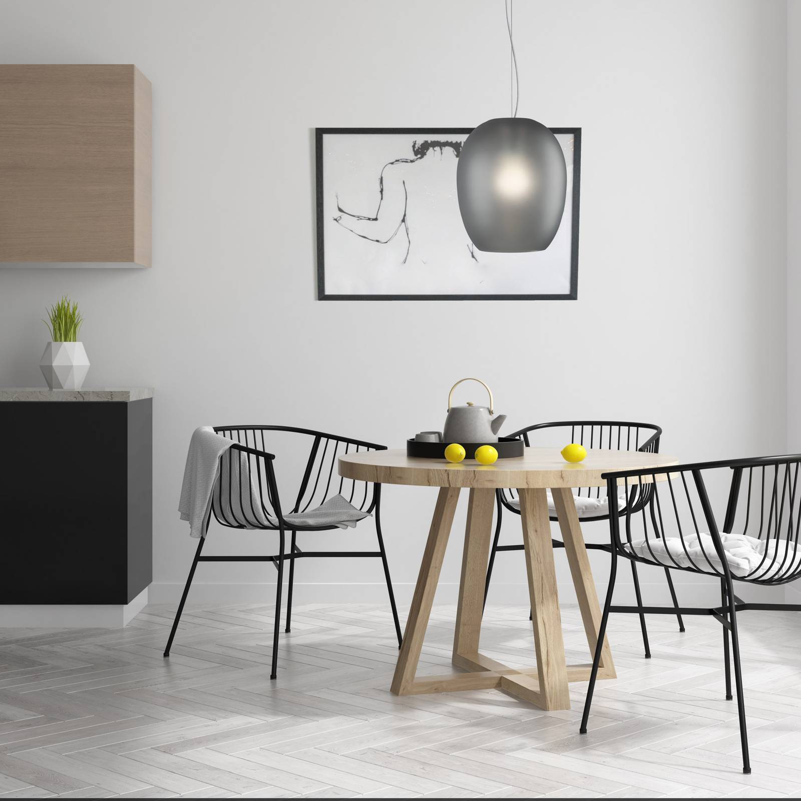 Casablanca Glas pendellampa Anua, dimbar, Aluminium / grå / zink, Vardagsrum / matsal, Glas, Design, Pendellampa