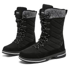 Geweo Winterstiefel Damen Wasserdicht Schneestiefel Warm Gefütterte Winter Schuhe Trekking Boots Stiefel Schwarz 38