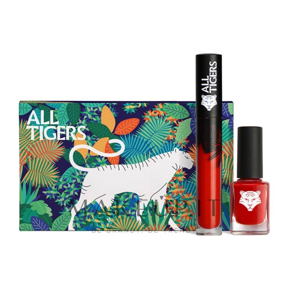 Set All Tigers Naturligt Veganskt Flytande Läppstift och Nagellack 888 Call Me Queen & 298 Hit It Big