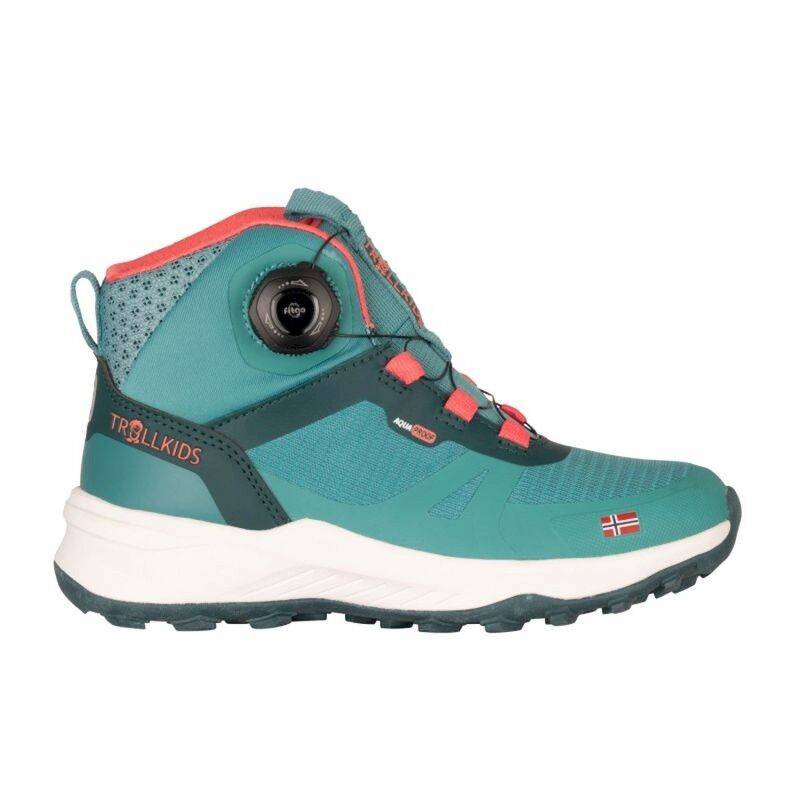 Trollkids Trollfjord Hiker Mid XT - Vandringsskor - Børn Dusty Teal / Midnight Petrol / Coral Pink 34