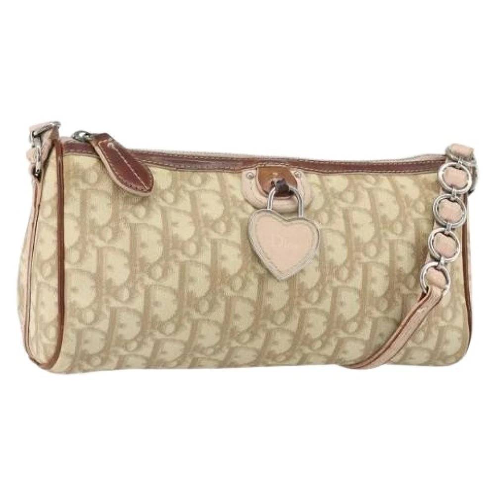 Dior Vintage Pre-owned Vintage Trotter Skuldertaske - Vintage - Dame - Beige - ONE SIZE - Uld