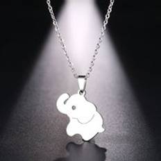 Dotifi rostfritt stål halsband för kvinnor man söt liten elefant guld och silver färg hänge halsband engagemang smycken - silver--