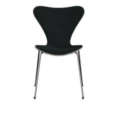 Fritz Hansen - Sjuan 3107 stol framsidesklädd tyg stålstativ krom Tonus black/Black - Matstolar - Arne Jacobsen - Svart - Metall/Trä/Textilmaterial