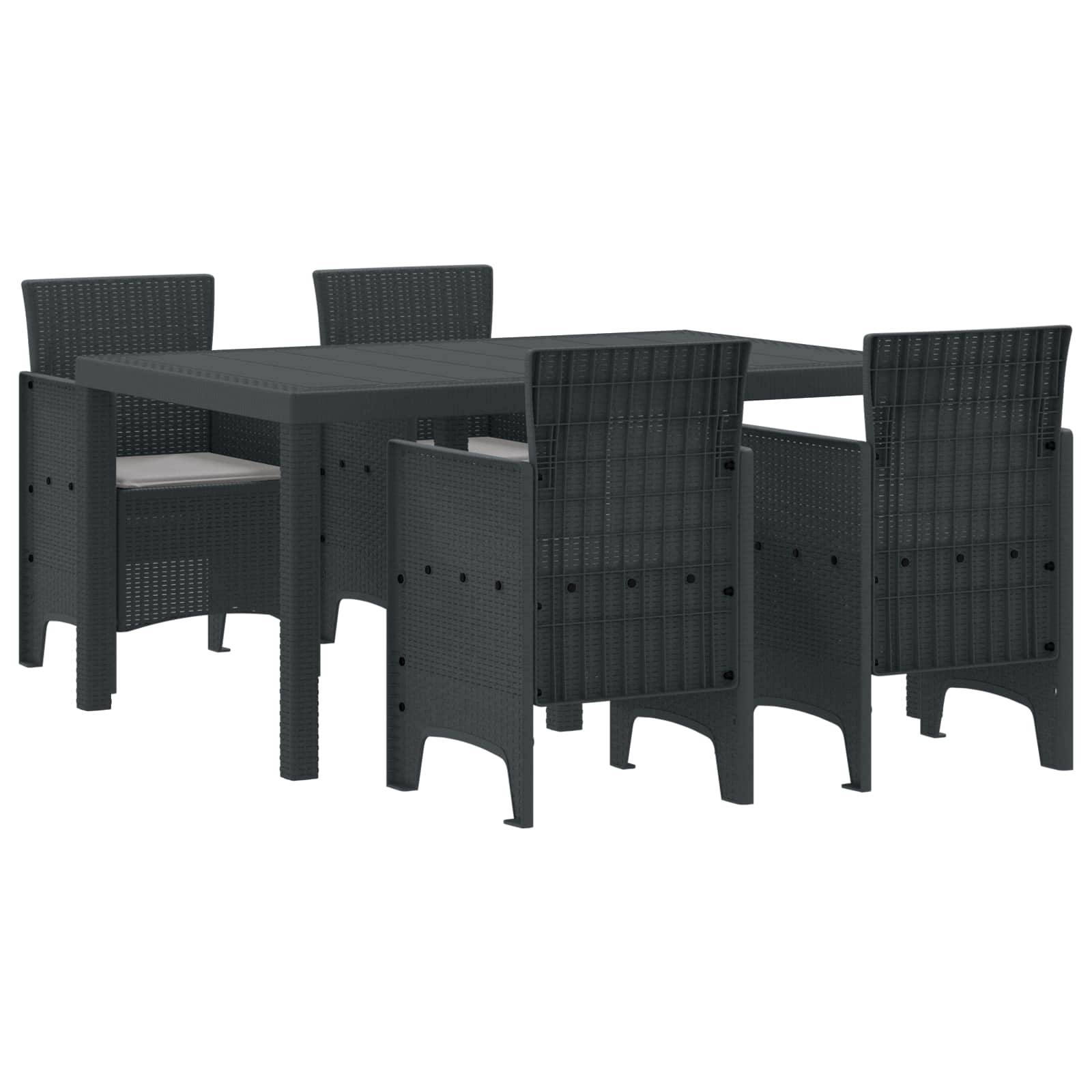 vidaXL Trädgårdsmöbelset 5 pcs Antracit Polt rotting
