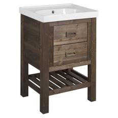 Tvättställsskåp Suite Mörk Trä 56x43 cm med Handfat Vit Blank