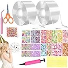 Nano Tape Bubbles-set, 34 stycken Nano Tape DIY Craft-kit, dubbelsidig tejp, Blowing Bubble tejp, magisk nanotejp med paljetter klistermärken, partypresenter för barn flickor pojkar