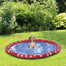 Hundebassin til Hunde, Vandmåtte Ø150 cm Hunde Soppebassin Splash Water Legemåtte, Skridsikker, til Have, Camping, Rød